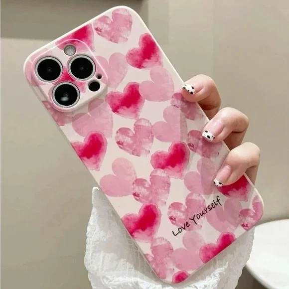⚠️Clearance iPhone 14/Pro/Pro Max Pink Hearts Pattern Phone Case - Picture 3 of 4